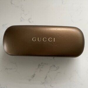 Gucci Vtg Hard Sided Sunglass Case Dark Bronze & Gold w Velveteen Interior OS
